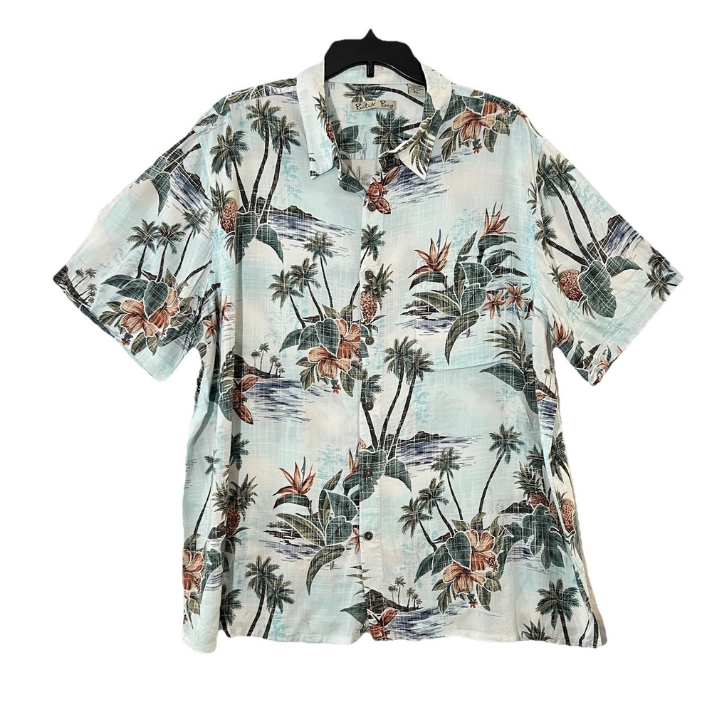Batik Bay‎ Men's Size XXL Blue Tropical Shirt Short Sleeve